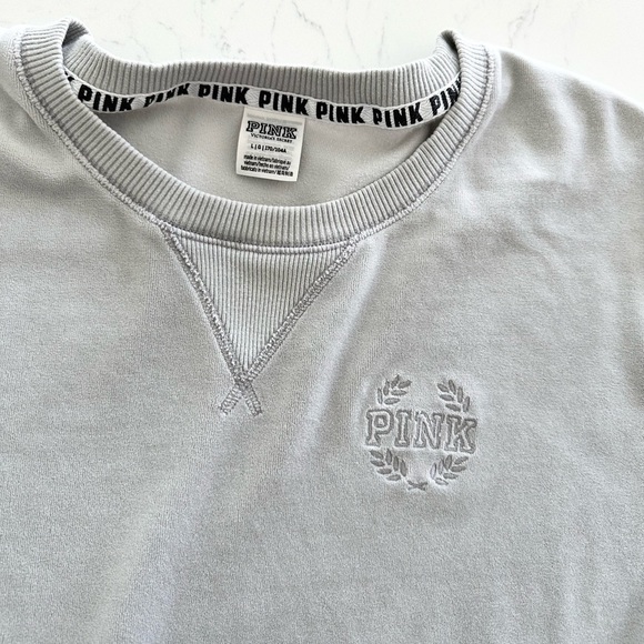 Victoria Secrets Pink Velour and Cotton Pullover Logo Sweatshirt - Picture 4 of 8